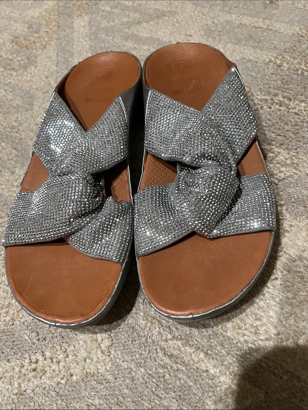 Fitflop Twist Crystal Slide Sandles size 10